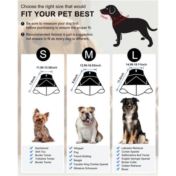 Dog Cone for Dogs After Surgery, Soft Dog Recovery Cone, Breathable (Large Dog) - Picture 2 of 6